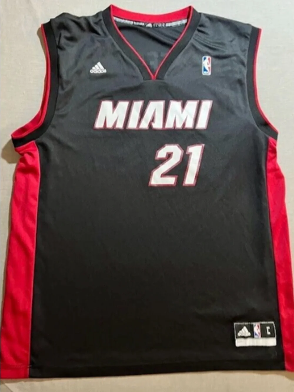 adidas Black and Red MIAMI #21 Basketball Jersey